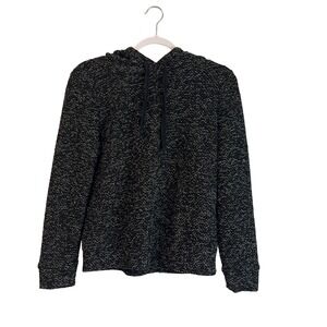 Fabletics Black Speckled Textured Knit Hoodie Hooded Sweatshirt Size XS